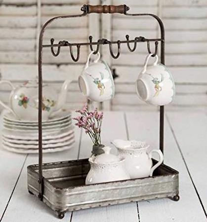 Home Decorative Tea Mug Rack Iron Cup Holder With Black Powder Coated Storage racks And Shelving Units For Homes And Restaurant