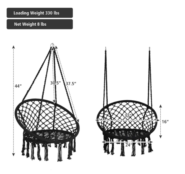 Macrame Swings Hammocks Outdoor patio swing