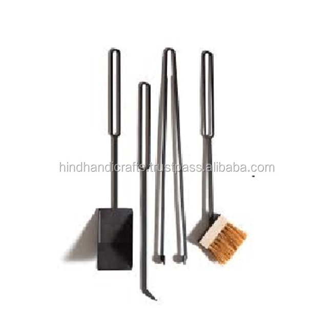 Short Iron Fire Place Tool Set with Black Powder COating