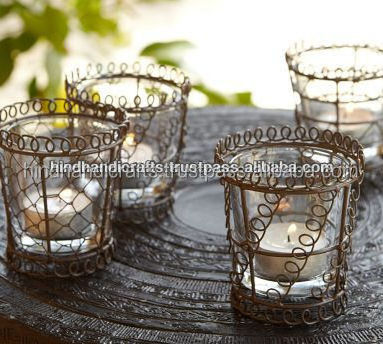 Decorative Candle T Light Holder made of Iron Wire with Black Powder Coating Manufacturer and Supplier From India