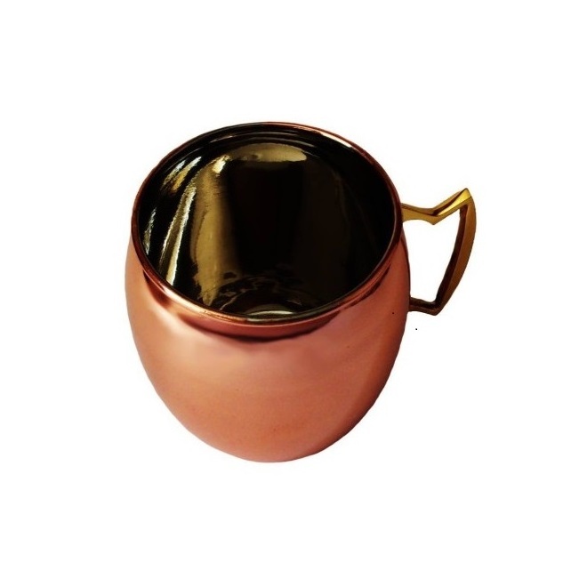 Solid Brass Handle Non Hammered  Pure Copper Moscow Mule Mugs Stylish Copper Drinking Cups By Indian Supplier