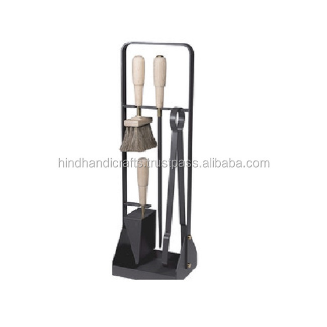 Short Iron Fire Place Tool Set with Black Powder COating