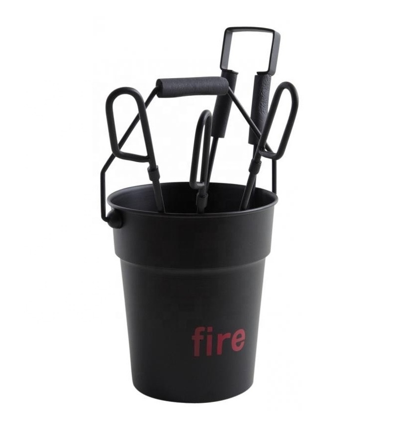 Iron Fire Place Tools with Holder Bucket Metal Fire Place Tools with Holder Bucket household sundries outdoor fire pit table top