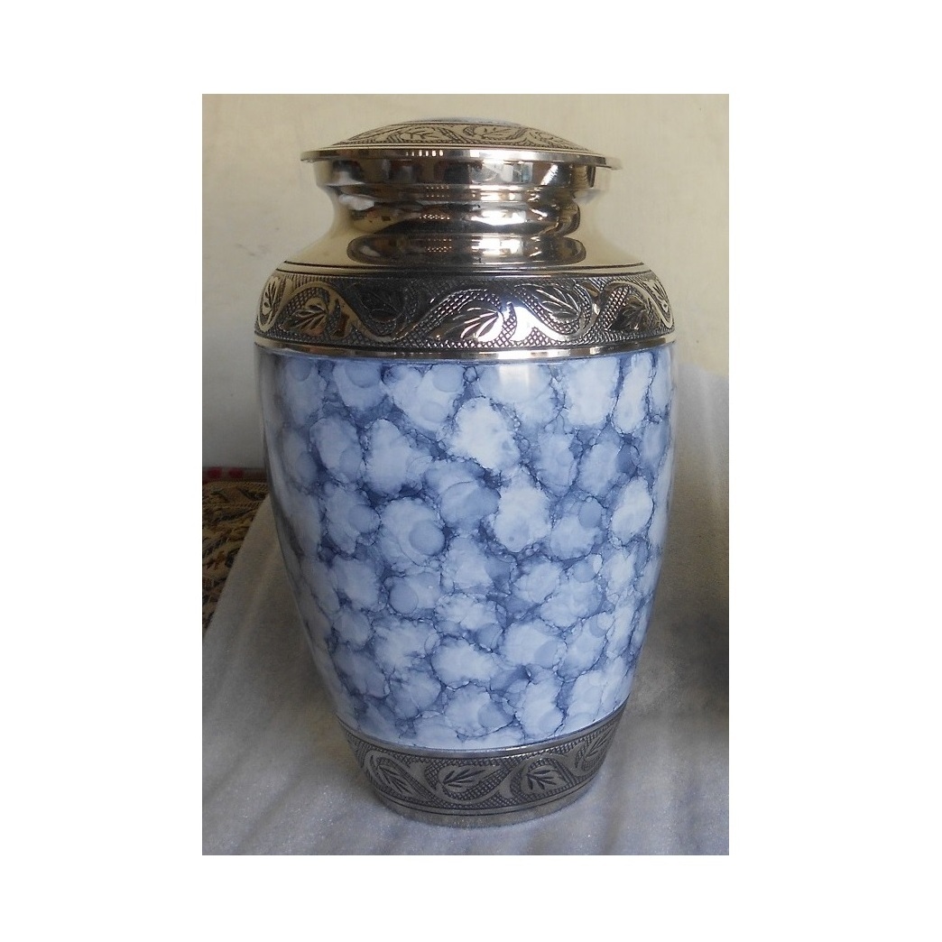 Elite Cloud Blue and Silver Cremation Urn for Human Ashes Funeral Supplies