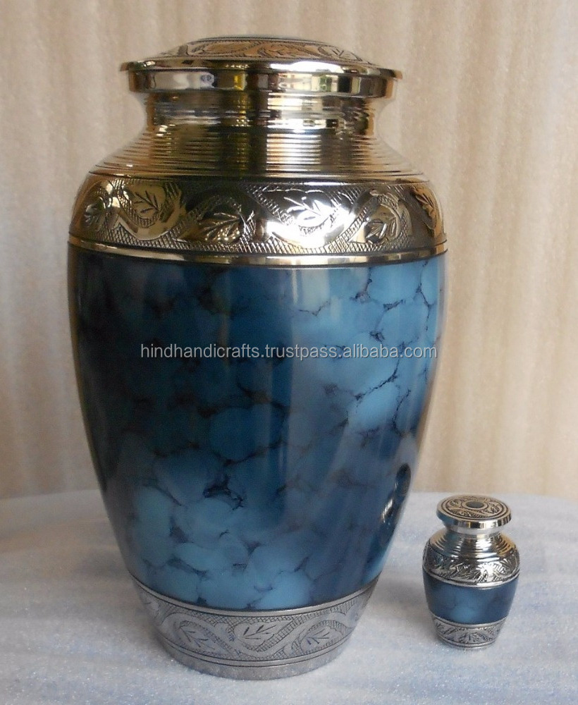 Elite Cloud Blue and Silver Cremation Urn for Human Ashes Funeral Supplies