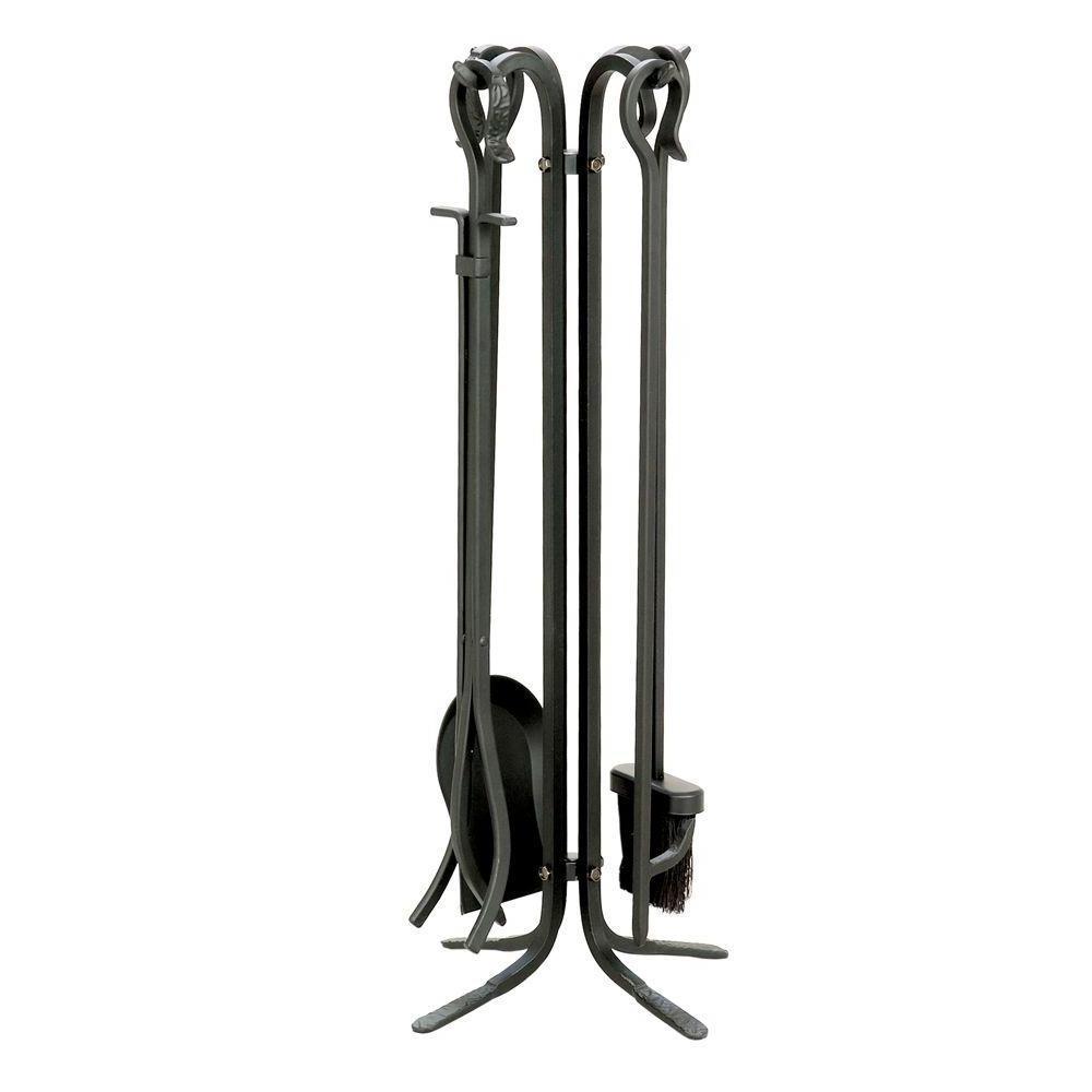 Short Iron Fire Place Tool Set with Black Powder COating