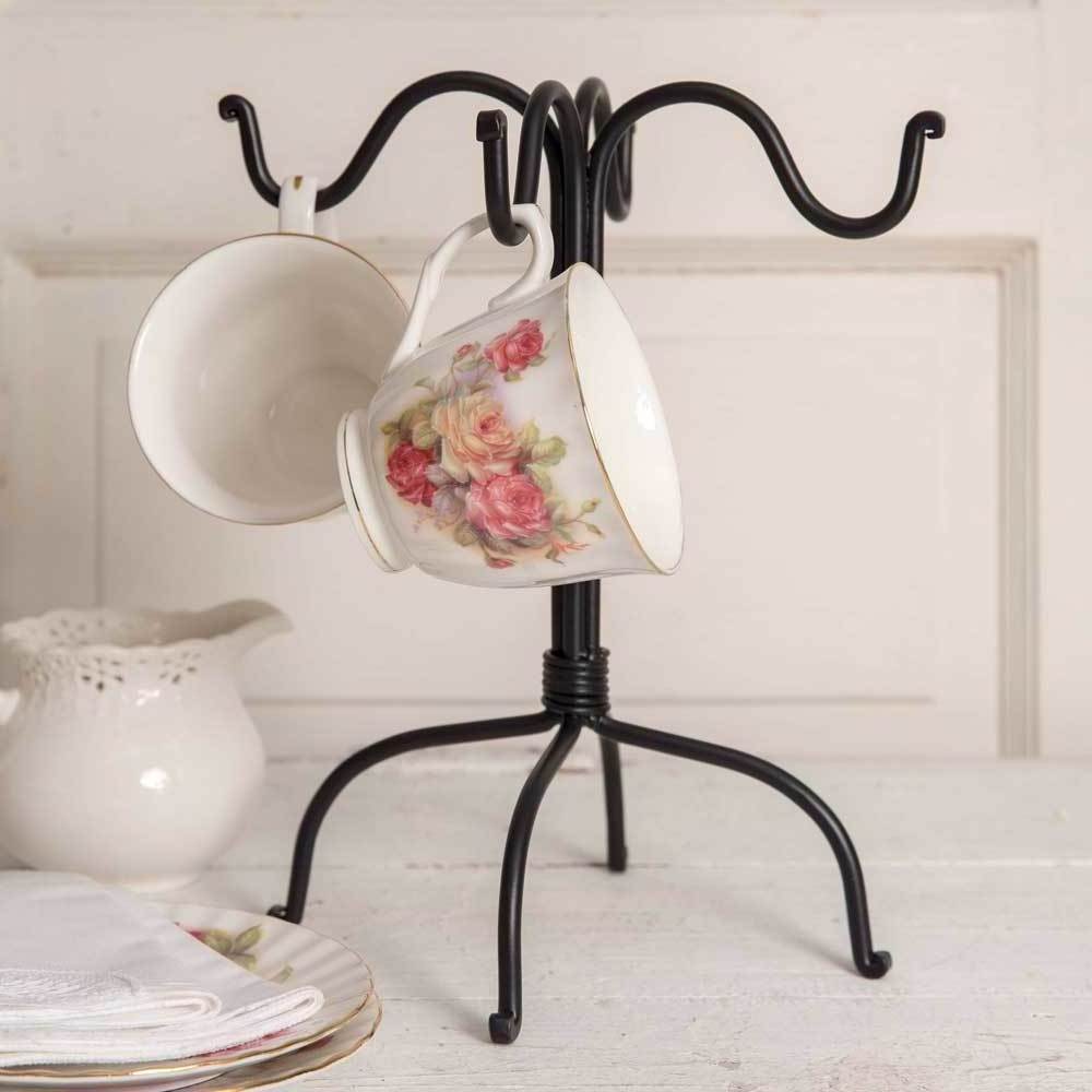 Home Decorative Tea Mug Rack Iron Cup Holder With Black Powder Coated Storage racks And Shelving Units For Homes And Restaurant