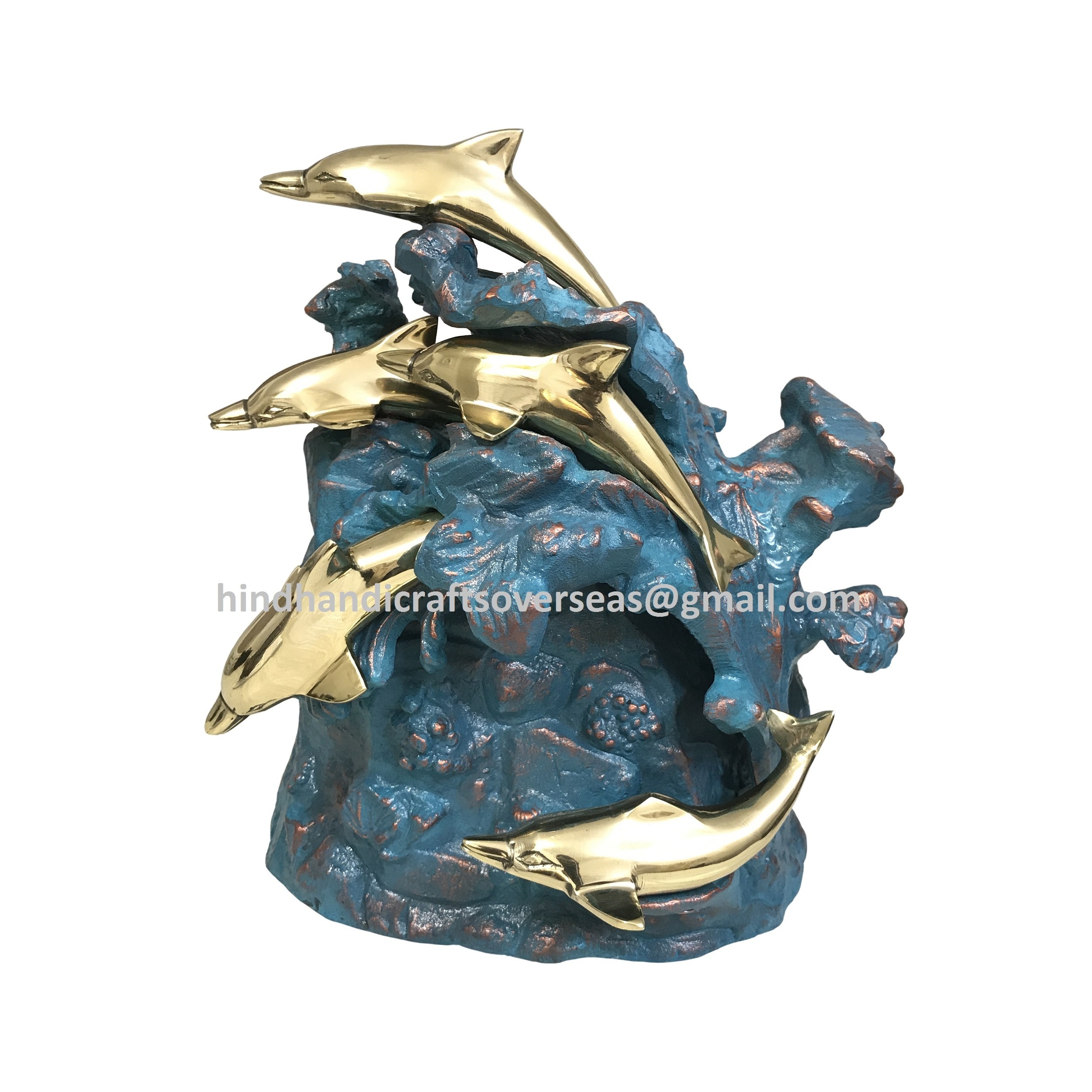 High Quality Adult Dolphin Handcrafted Brass Memorial Cremation Urns for ashes handmade from India