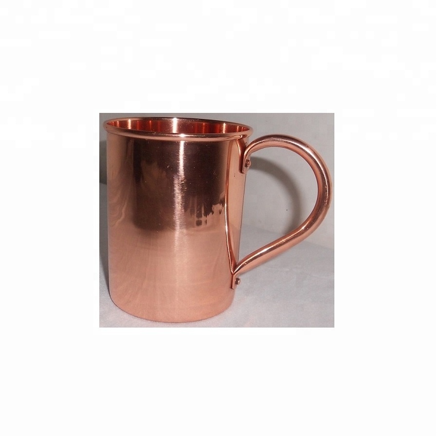 Pure Copper Cylinder Moscow Mule Mug With Handle And Copper Glossy Finished A Stylish Drinkware Cocktails Beers Coffee