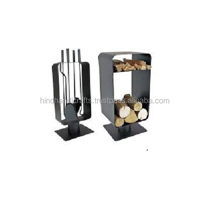 Short Iron Fire Place Tool Set with Black Powder COating