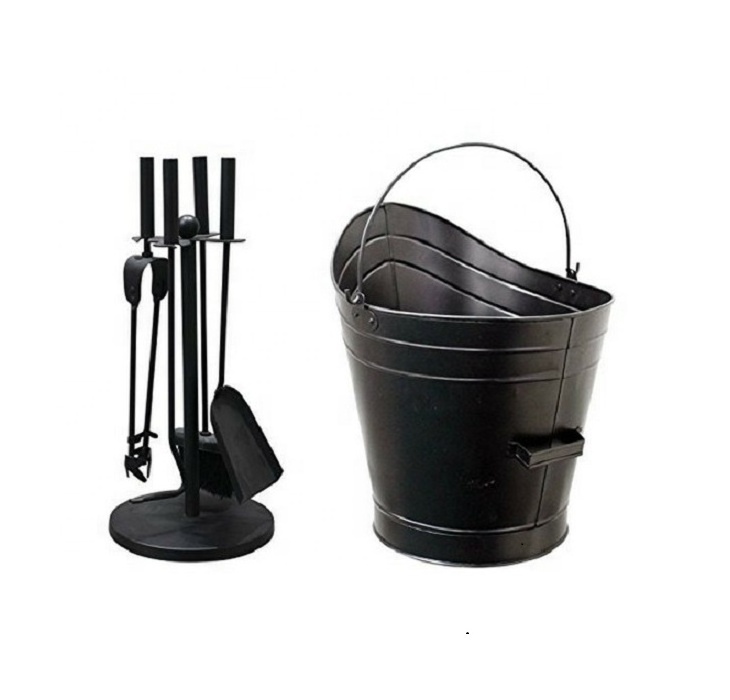 Iron Fire Place Tools with Holder Bucket Metal Fire Place Tools with Holder Bucket household sundries outdoor fire pit table top