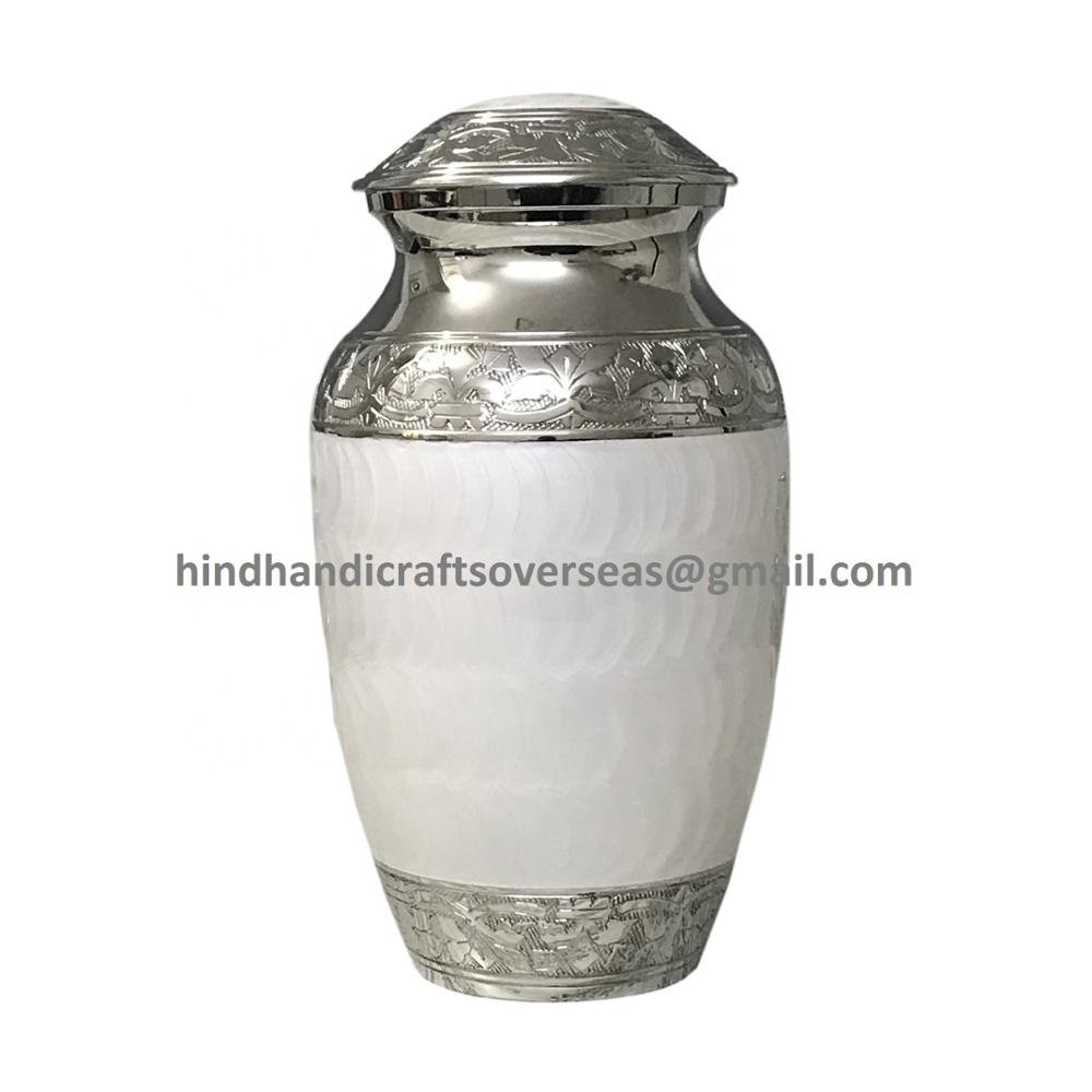 Domtop Pearl White Paw Pet Cremation Urn With Brass Metal Material Cremation urns cat dog Funeral supplies from India