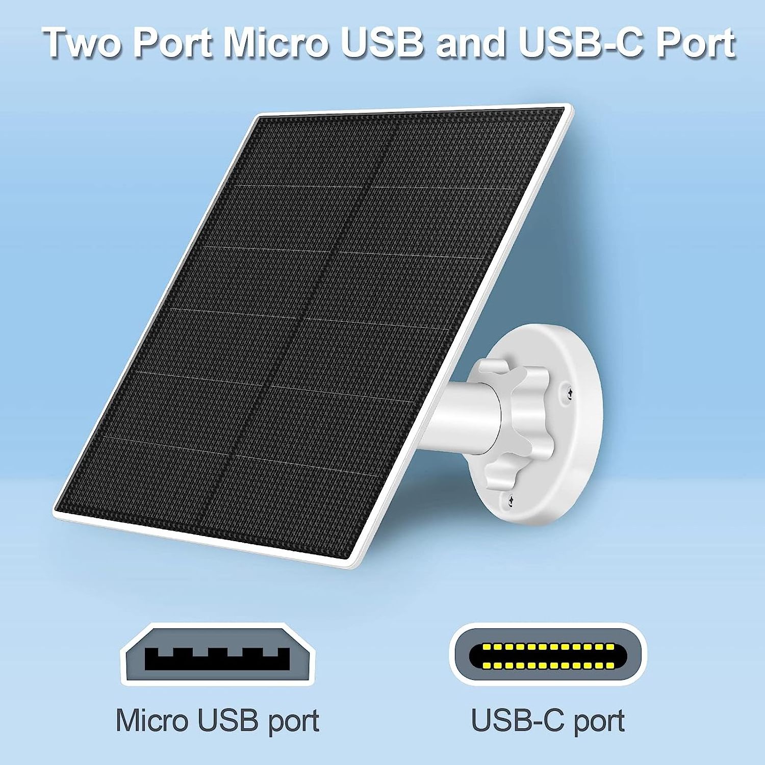 Hinergy 5V 4W 5W 6W 7W 8W Micro USB USB-C Port Mini Solar Panel for Charging Security Camera