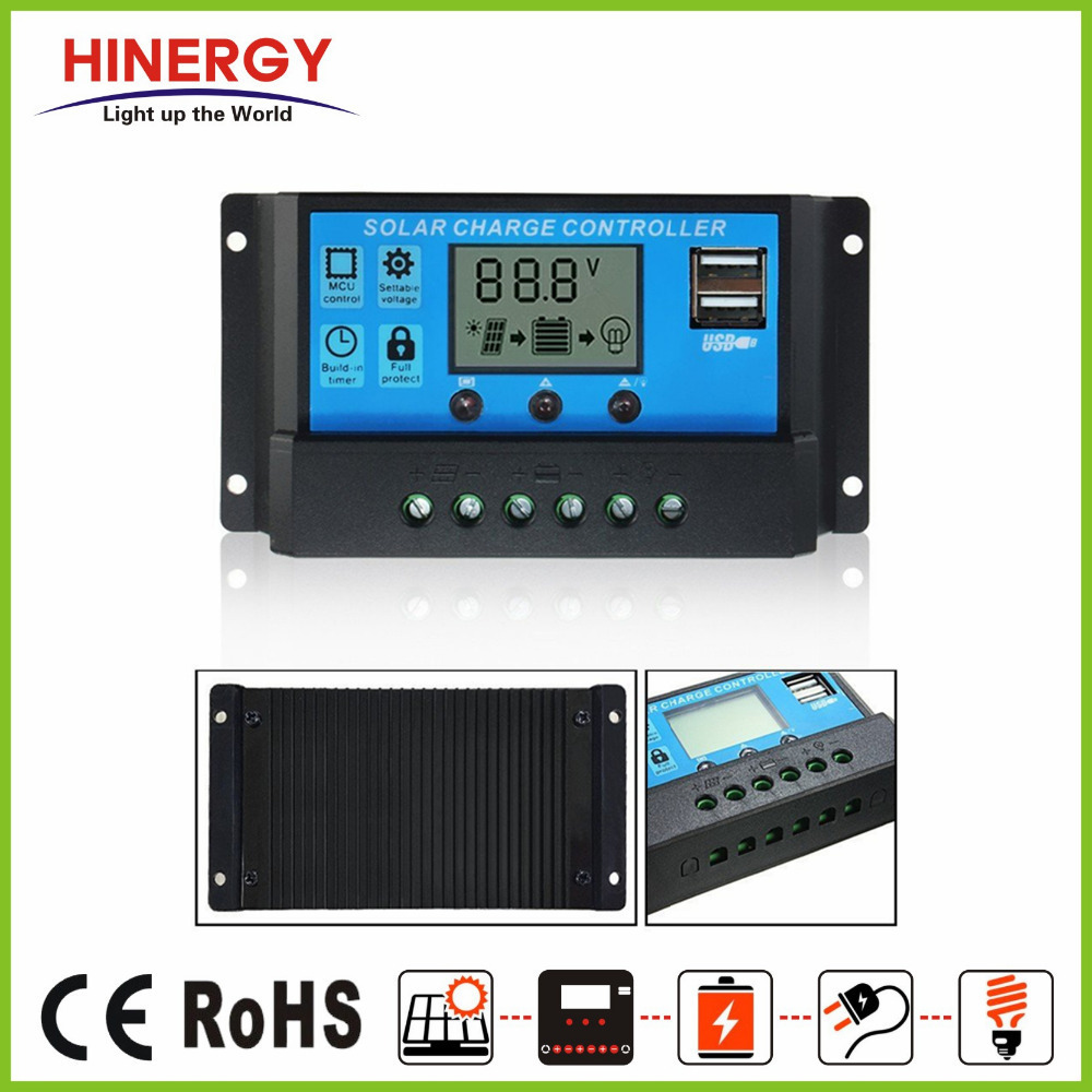 Hinergy low price 12V 24V 48v 10A 20A 30A PWM solar charge controller