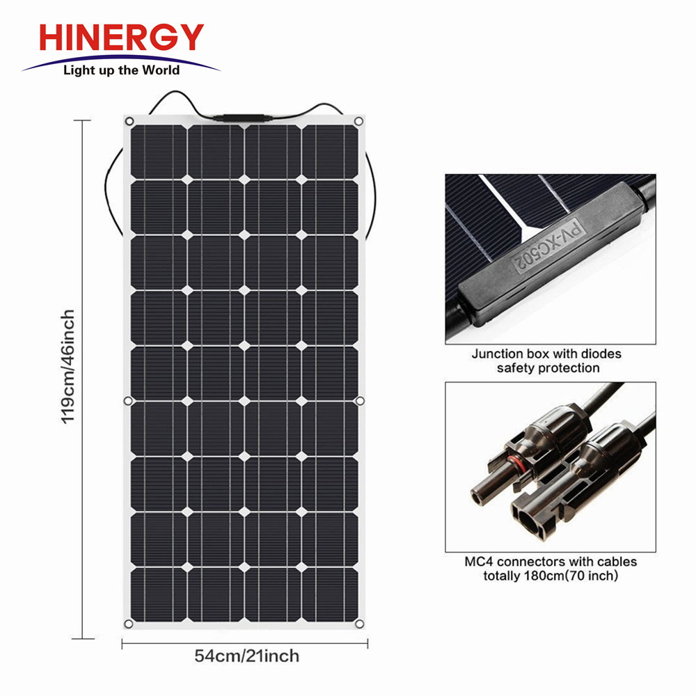 Monocrystalline Cell Small Motorhome Parts 50watt Flexible Solar Panel kits 50w 12v for RV Homes