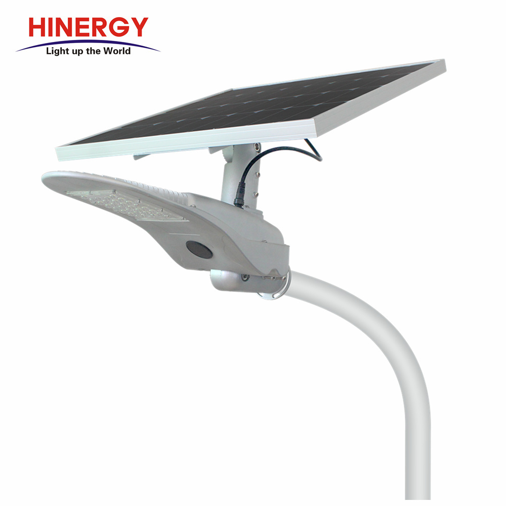 Hinergy Outdoor IP65 Double Arm Semi Integrated Solar Panel Lamp led Street Light with Pole