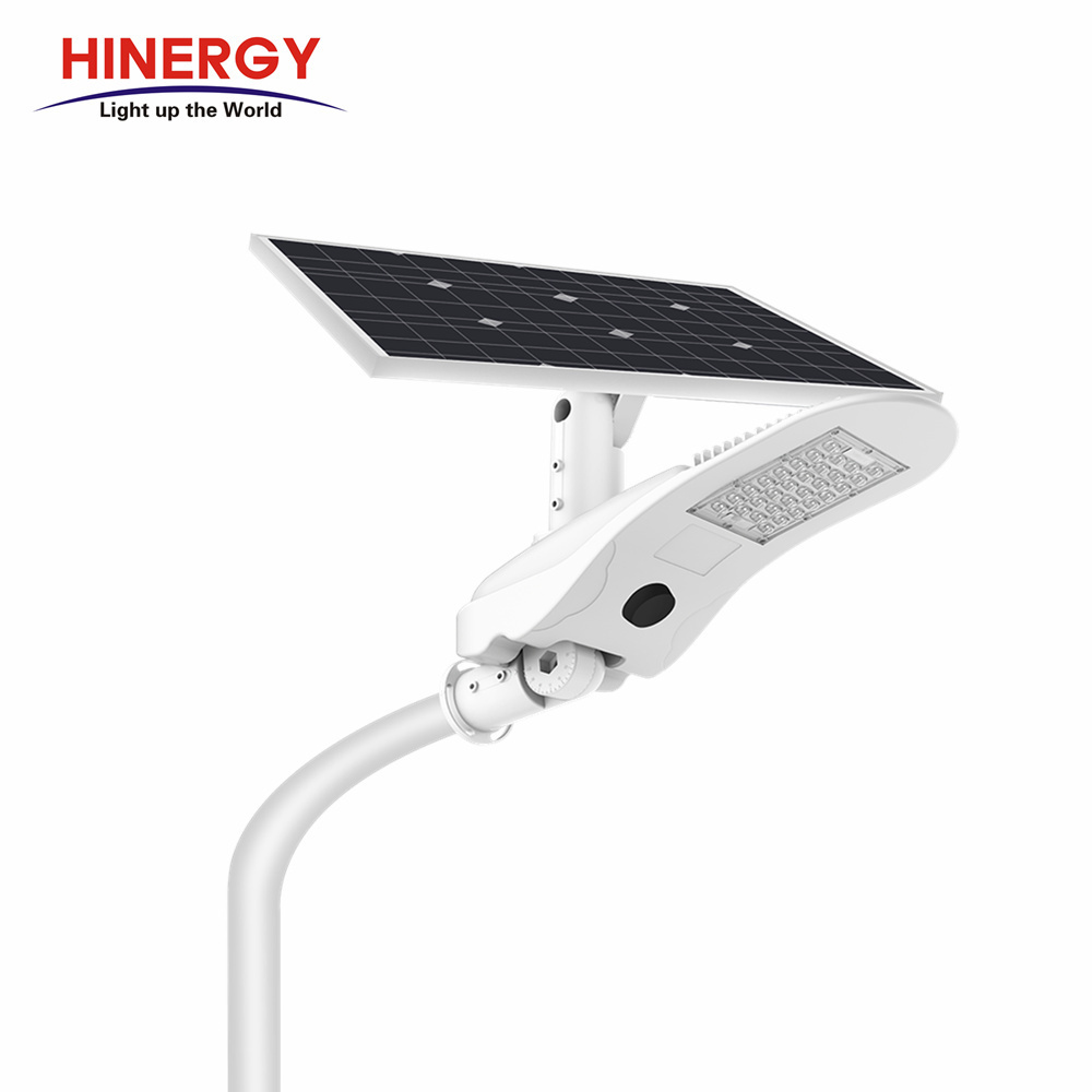 Hinergy Outdoor IP65 Double Arm Semi Integrated Solar Panel Lamp led Street Light with Pole