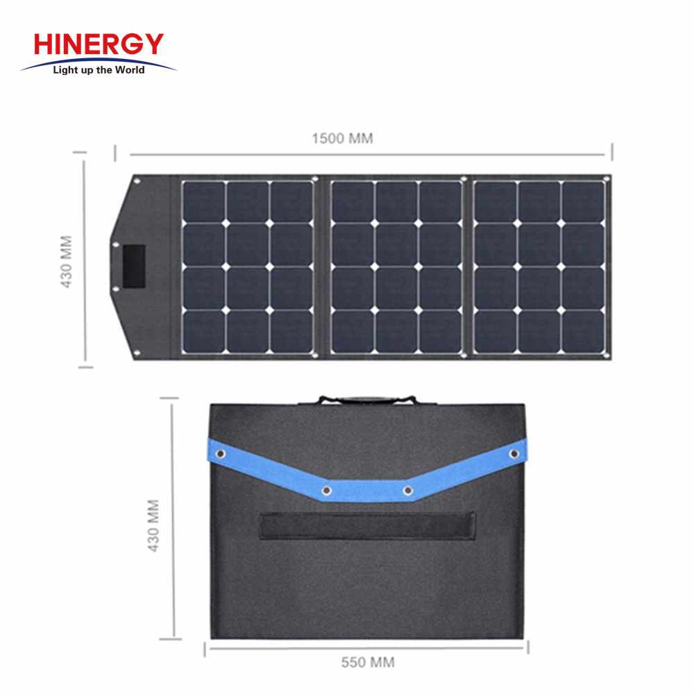 Hinergy Outdoor Camping Emergency 120W 12V Foldable Solar Portable Solar Panel Charger