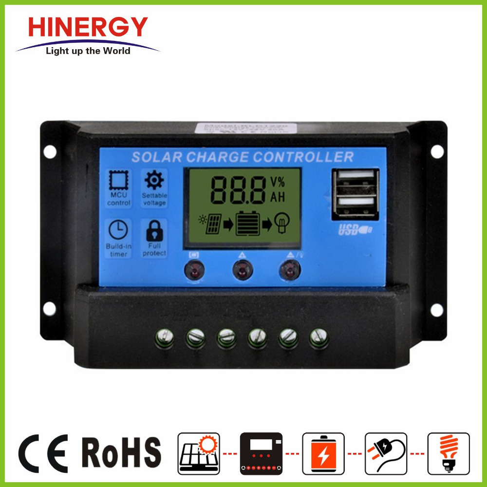 Hinergy low price 12V 24V 48v 10A 20A 30A PWM solar charge controller