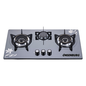 Happy Home Gas Stove 3-Burner Customizable Panel Stainless Steel Cooktop