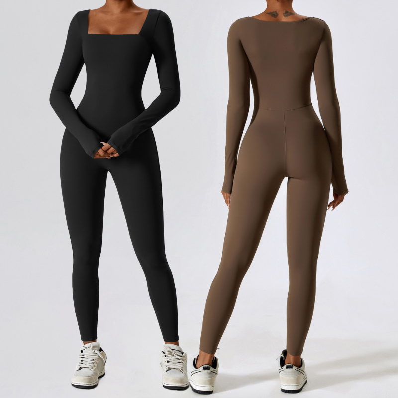 Hingto Designer Custom Nylon Women Fitness Compression Jumpsuit Mujer Sport Onesie One Piece Workout Stretchy Jumpsuit Bodysuit