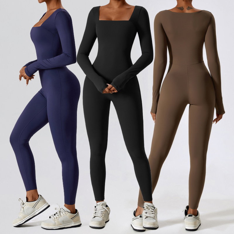 Hingto Designer Custom Nylon Women Fitness Compression Jumpsuit Mujer Sport Onesie One Piece Workout Stretchy Jumpsuit Bodysuit