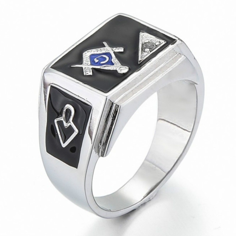 Custom Your Size 7-14 Fashion Personality AG Masonic Alloy Ring Retro Punk Mason Men's Rings