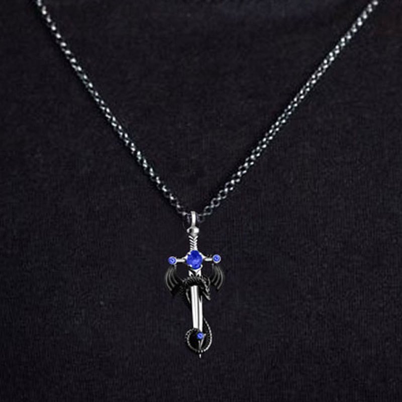 European And American Popular Antique Dragon Sword Stainless Steel Men's Pendant Necklaces Hip Hop Punk Necklace For Men