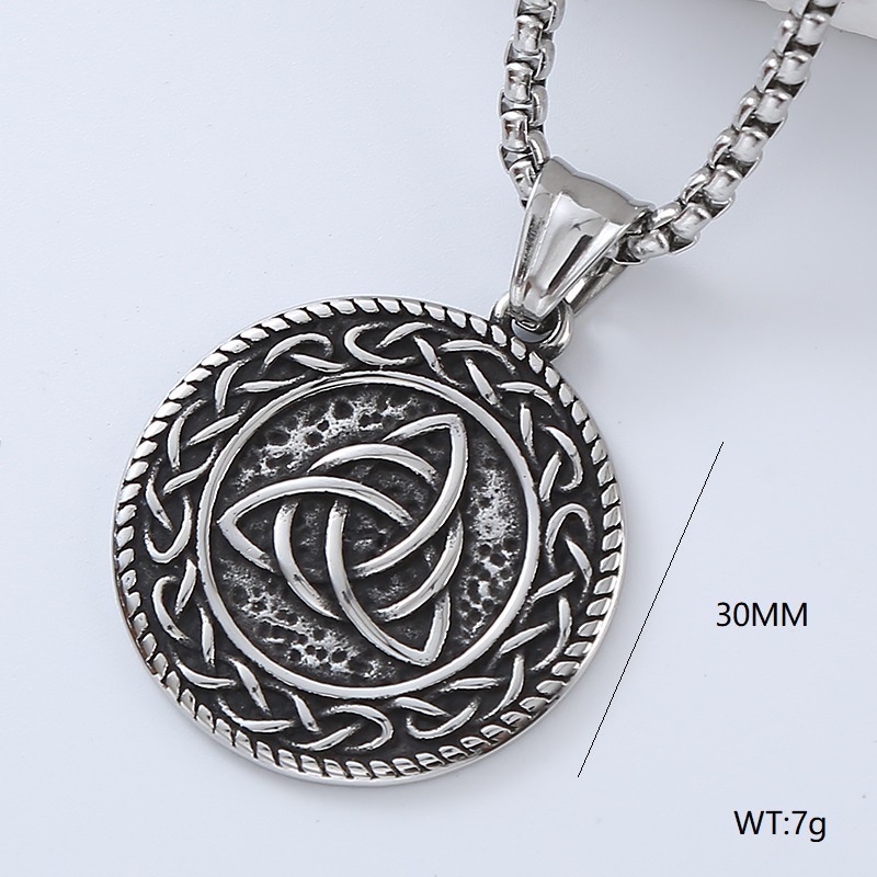 Vintage Trend Men Stainless Steel Punk Style Tree Of Life Cross Hip Hop Long Chain Pendant Necklace