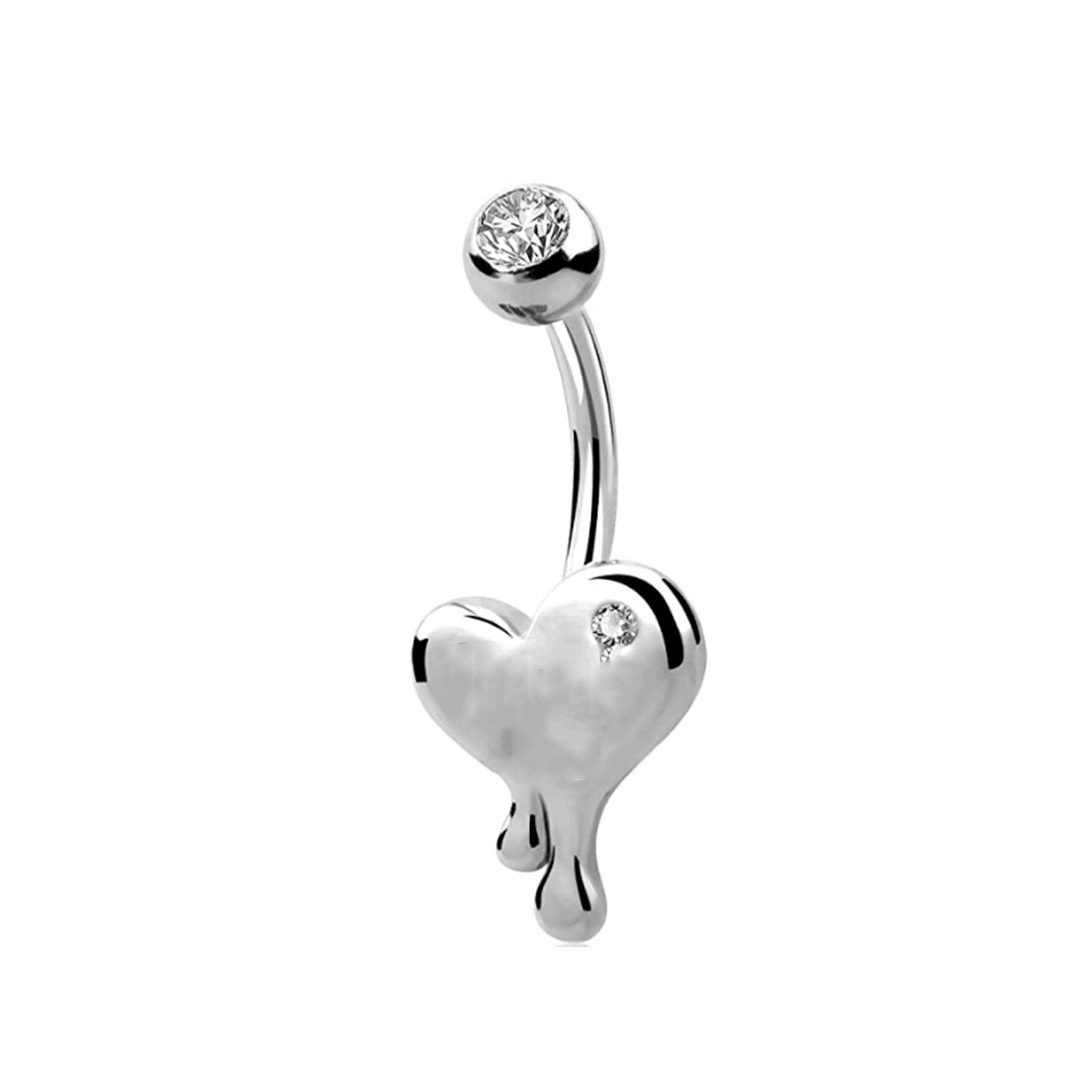 Hot Selling High Quality Stainless Steel Piercing Navel Bell Button Studs Heart Shape Hip Hop Style Navel Bell Button Rings