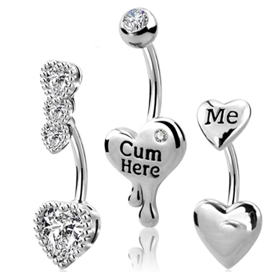 Hot Selling High Quality Stainless Steel Piercing Navel Bell Button Studs Heart Shape Hip Hop Style Navel Bell Button Rings