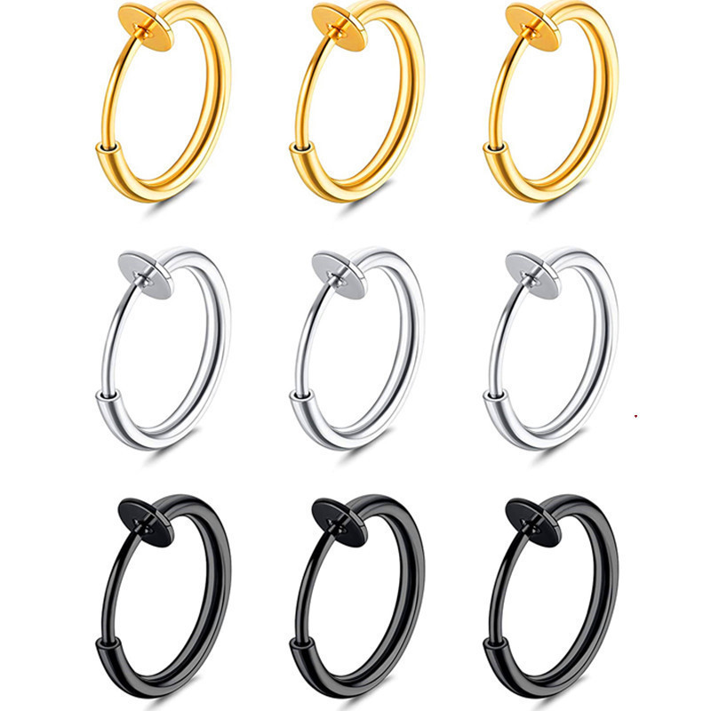 Stainless Steel Ear Piercing False Lip Ring Free Spring Nose Ring Ear Bone Clamp Multi-Purpose Earring Piercing Ring