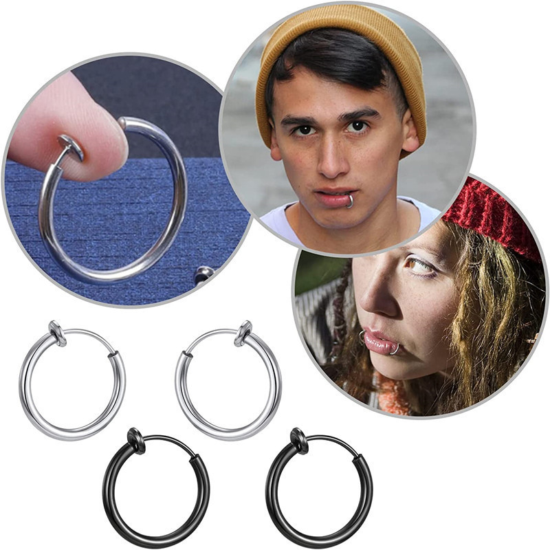 Stainless Steel Ear Piercing False Lip Ring Free Spring Nose Ring Ear Bone Clamp Multi-Purpose Earring Piercing Ring