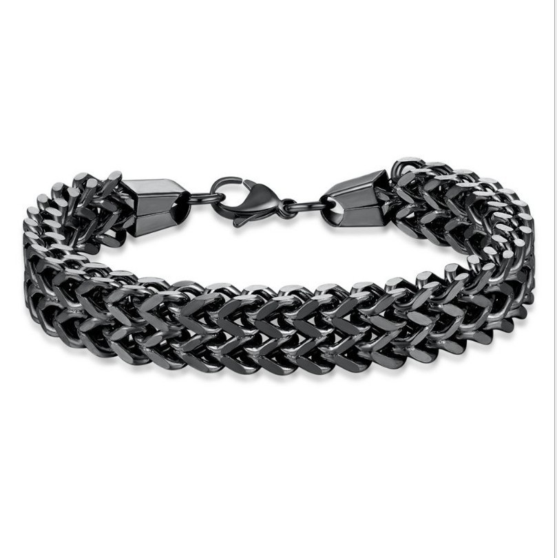 Stainless Steel Silverly Bali Foxtail Chain Bracelet Double Cuban Link Chain Bracelets for Men Women