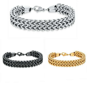 Stainless Steel Silverly Bali Foxtail Chain Bracelet Double Cuban Link Chain Bracelets for Men Women