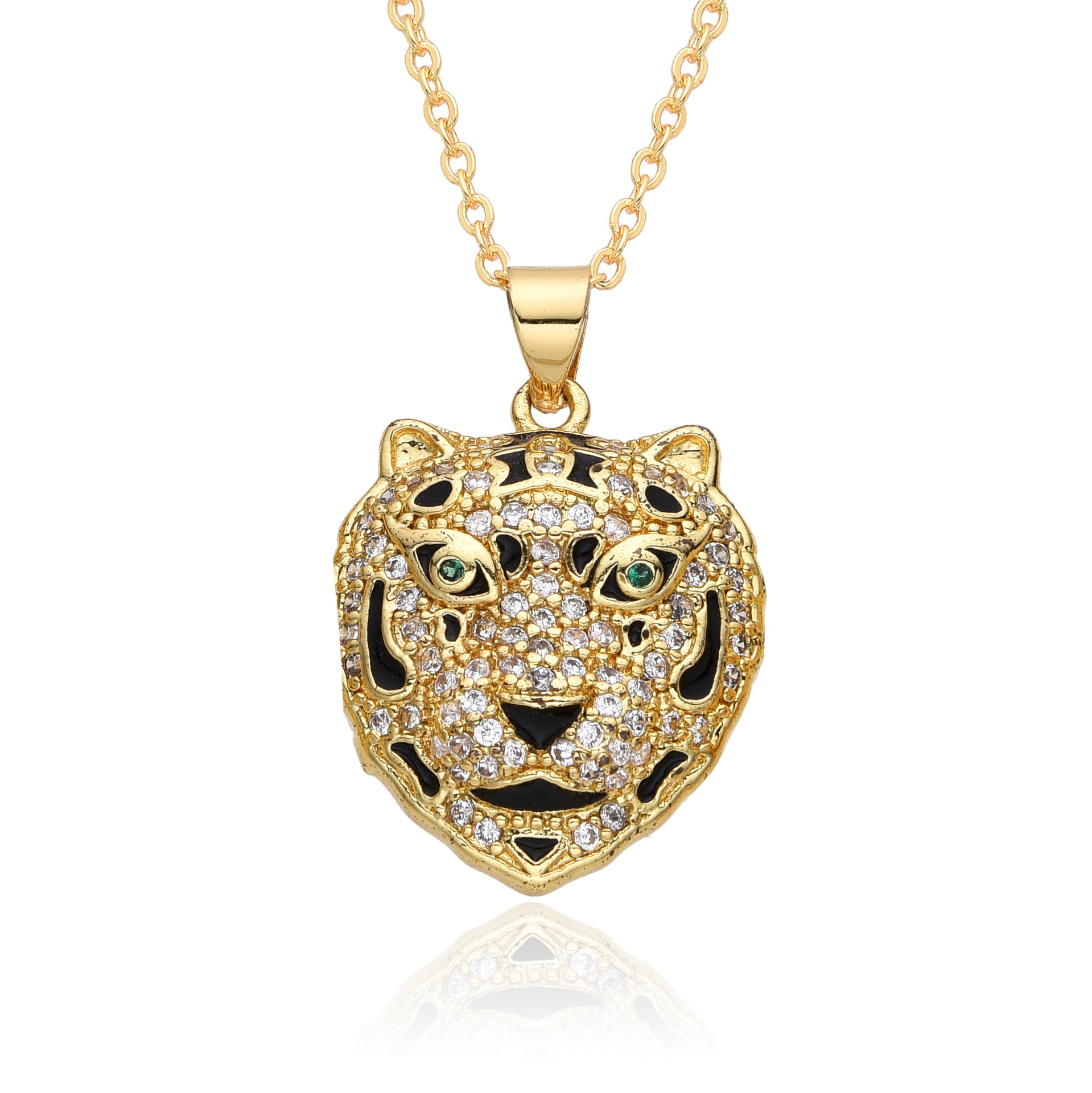 New Arrival Fashion Hip Hop Leopard Pendant Necklace Gold Plated Tiger Lion Head Necklace For Women With Rope Twist Chain