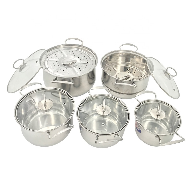 5pcs stock pot set with steaming tablets stainless steel reaturant kitchen soup pot