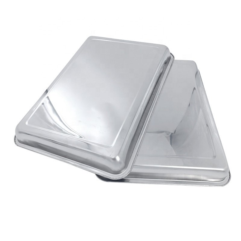 Wholesale Serving Tray Stainless Steel Rectangular Hotel Metal Fast Food Tray