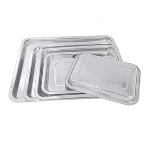 Wholesale Serving Tray Stainless Steel Rectangular Hotel Metal Fast Food Tray