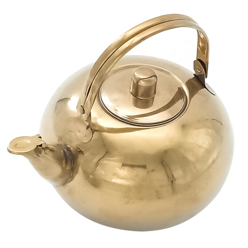 Stainless Steel Teapot Water Camping Kettle Ivory gold Metal Tea Kettle For Sale