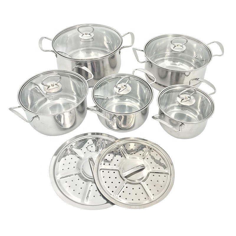 5pcs stock pot set with steaming tablets stainless steel reaturant kitchen soup pot