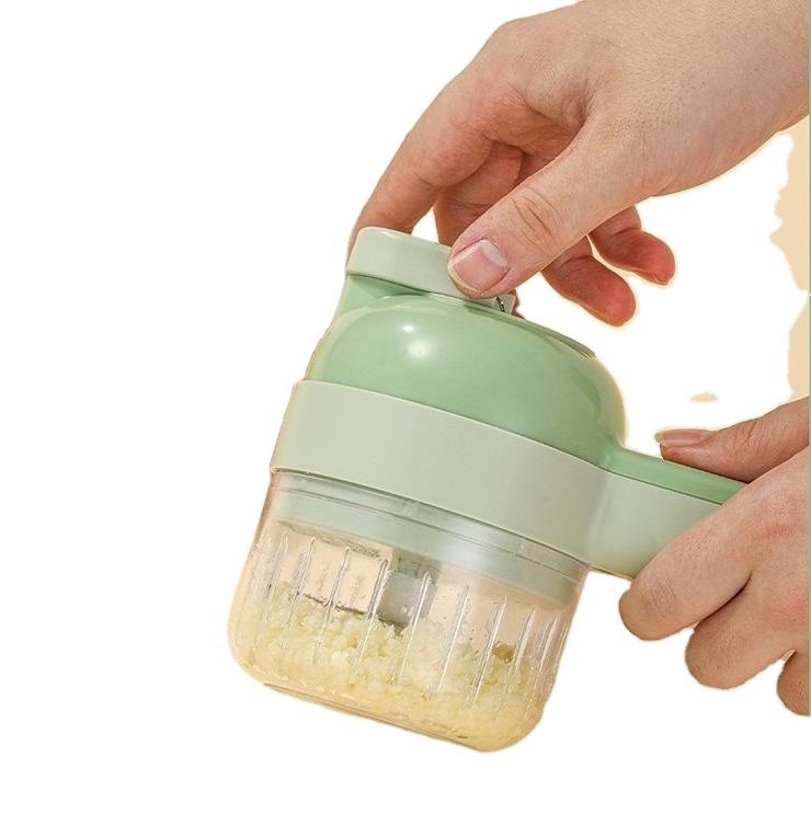 Electric Slicer Kitchen Chopper Hand Held Food Processor Portable 4 In 1 Vegetable Cutter Set