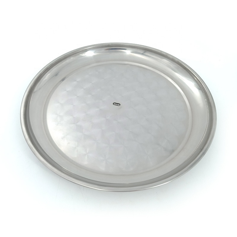 Round Stainless Steel Food Plate Dinner Serving Plates for Hotel High Quality