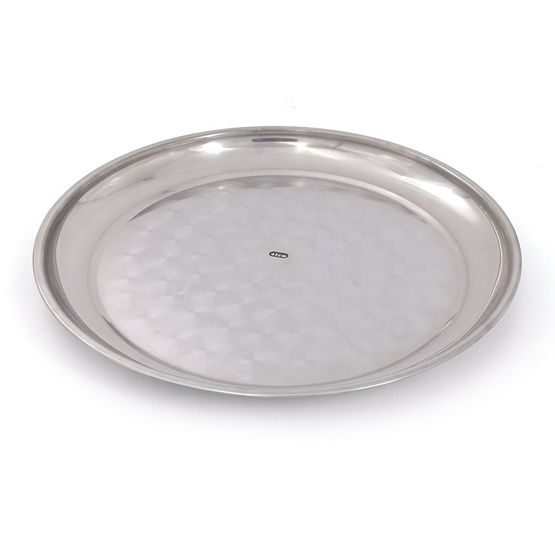 Round Stainless Steel Food Plate Dinner Serving Plates for Hotel High Quality