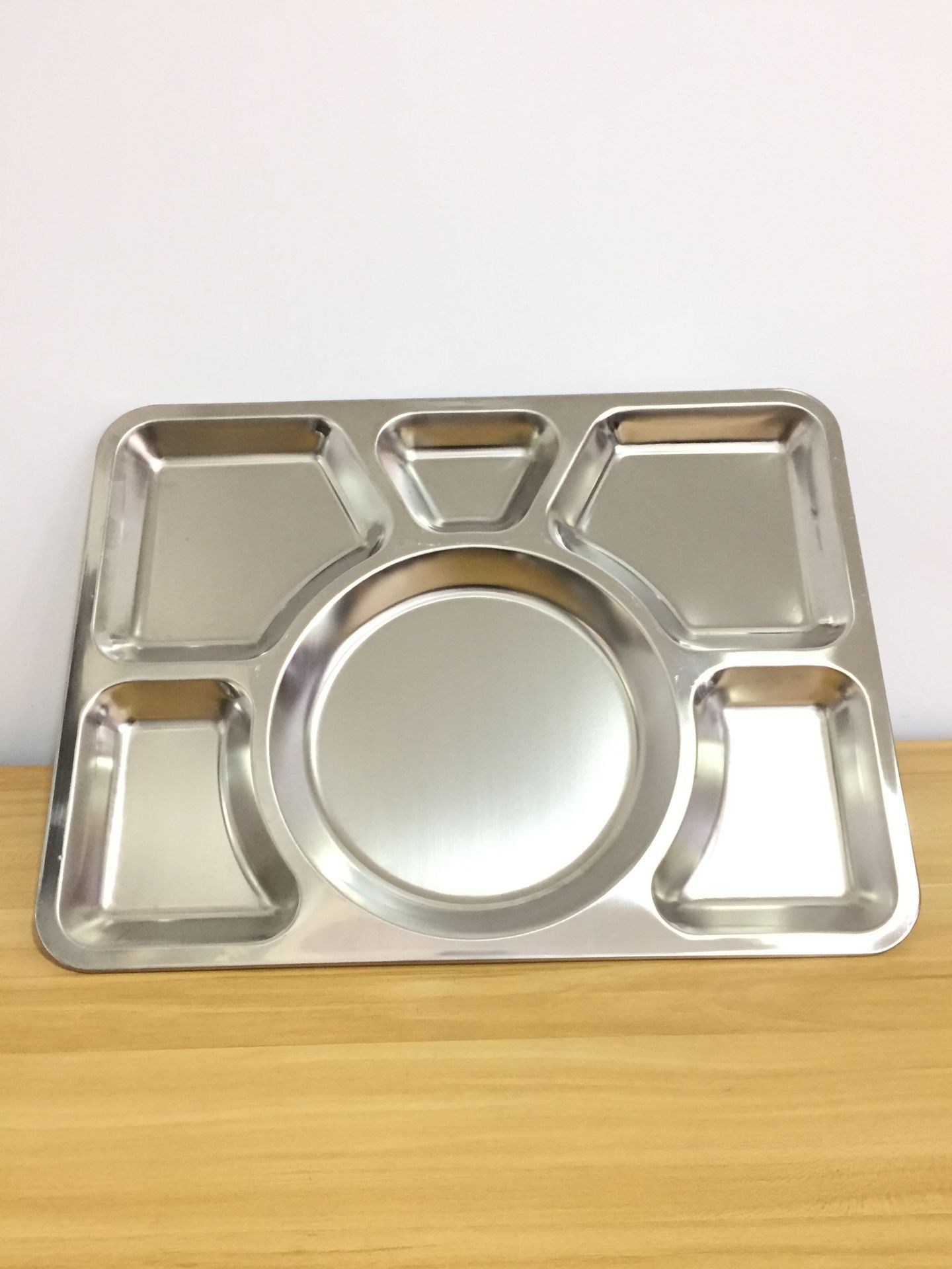 Student Factory food tray 6 Compartment Cafeteria Food Tray Cafeteria Eating Stainless Steel Mess Tray Plates