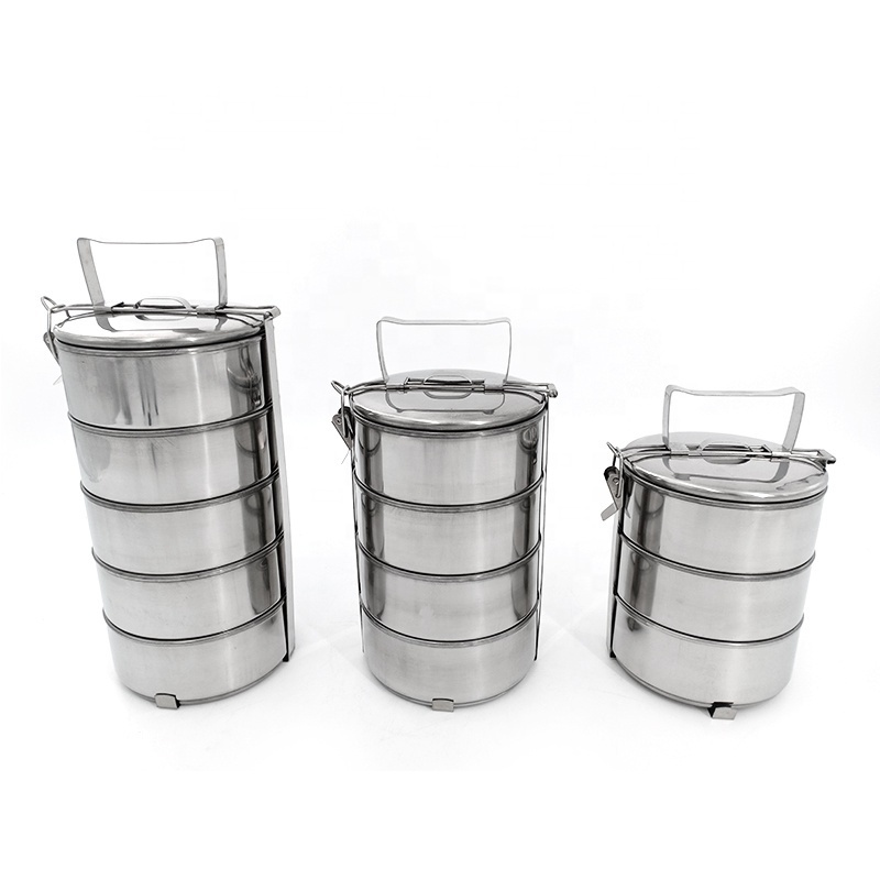 High grade 3-5 tier stainless steel tiffin food containers thermal lunch tiffin box