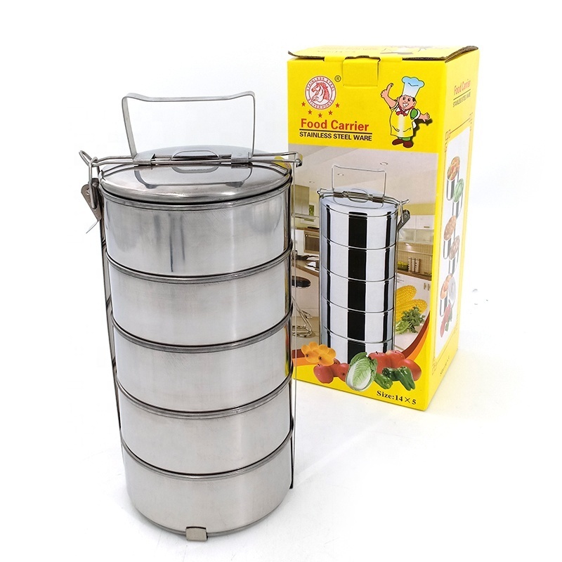 High grade 3-5 tier stainless steel tiffin food containers thermal lunch tiffin box