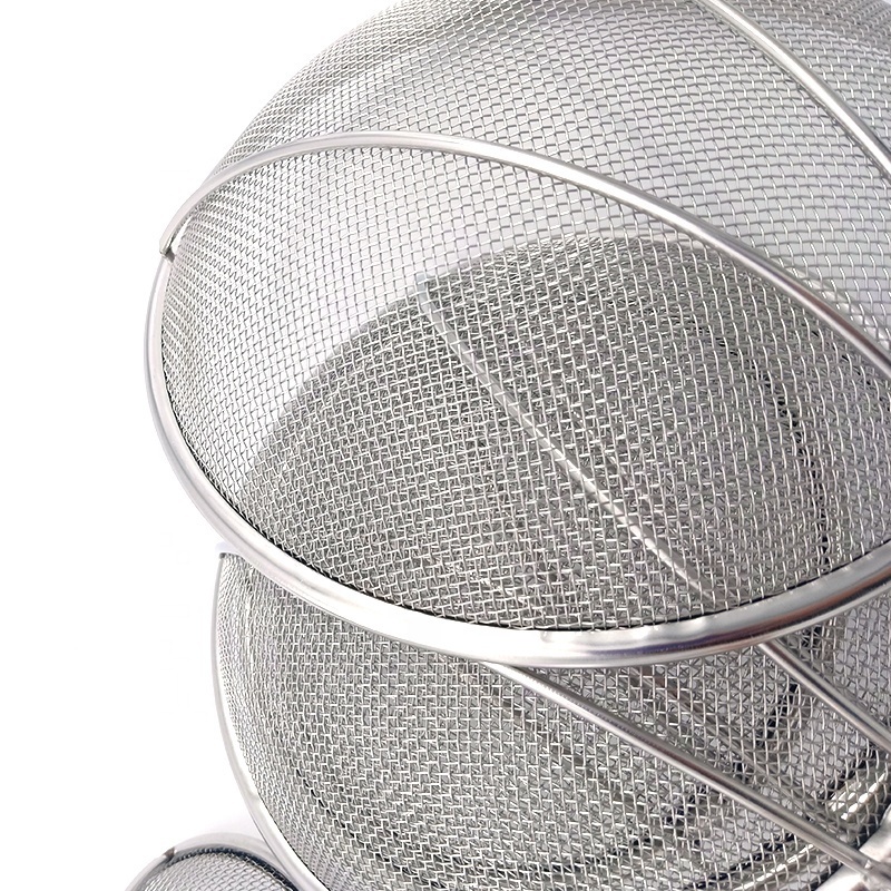 Kitchen Gadgets Stainless Steel Mesh Strainer Oil Strainer Wooden Handle Wire Skimmer