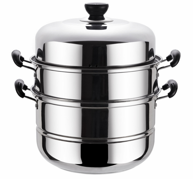 Stainless Steel Steamer Pot with Metal Lid 2 layer Stackable Steamer Multi-purpose Food Steamer