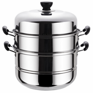 Stainless Steel Steamer Pot with Metal Lid 2 layer Stackable Steamer Multi-purpose Food Steamer